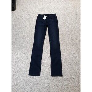 27 Paige Side Split hem Straight Leg Dark Wash Blue NEW